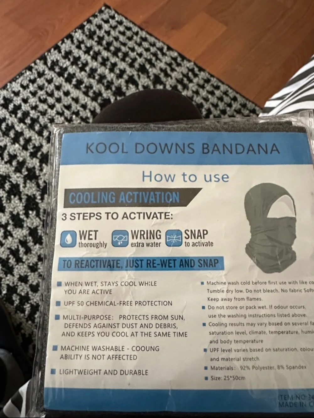 Kool Downs Bandana Cooling Face Mask - Black